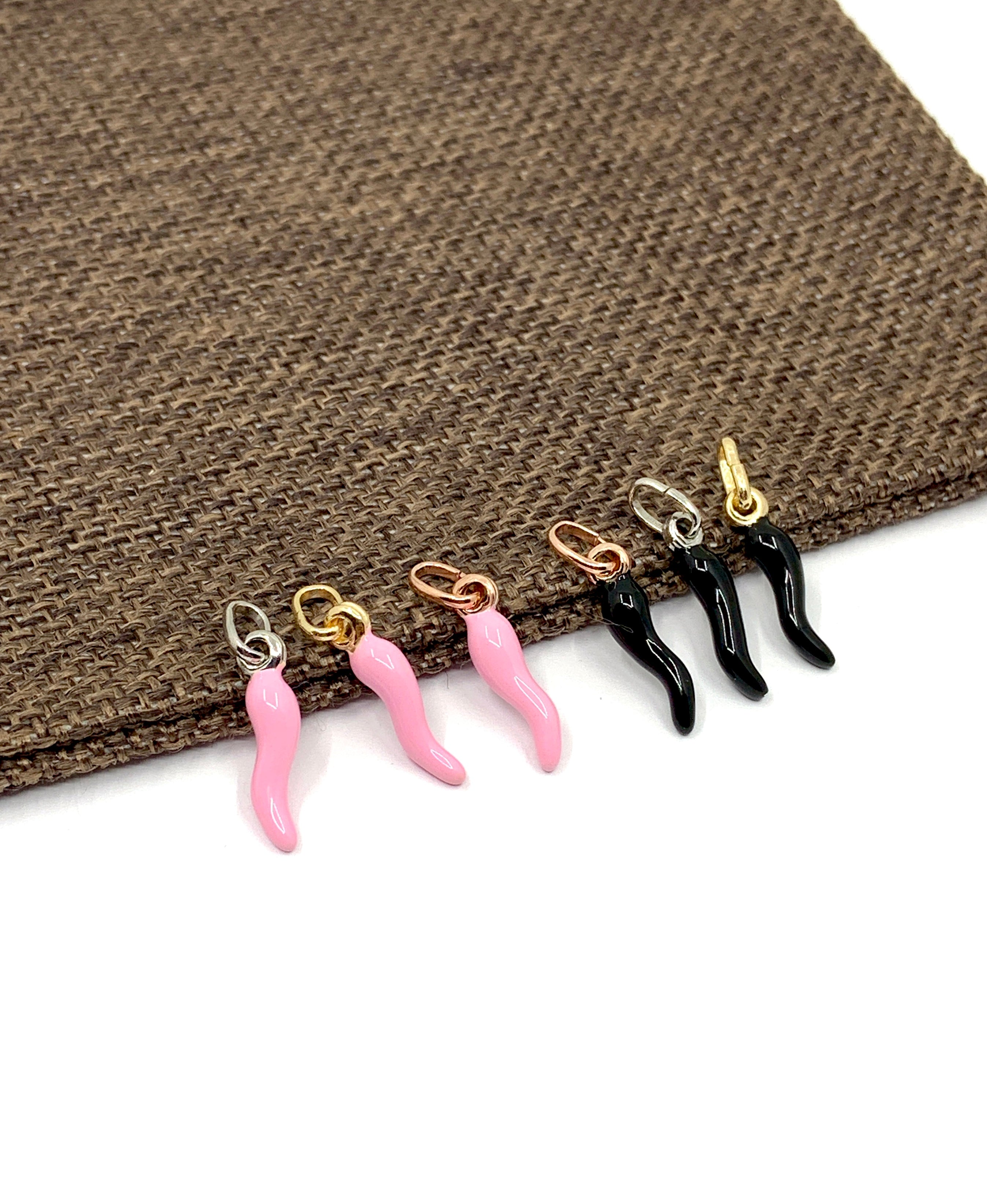 Pink, Black Italian Horn Pendant