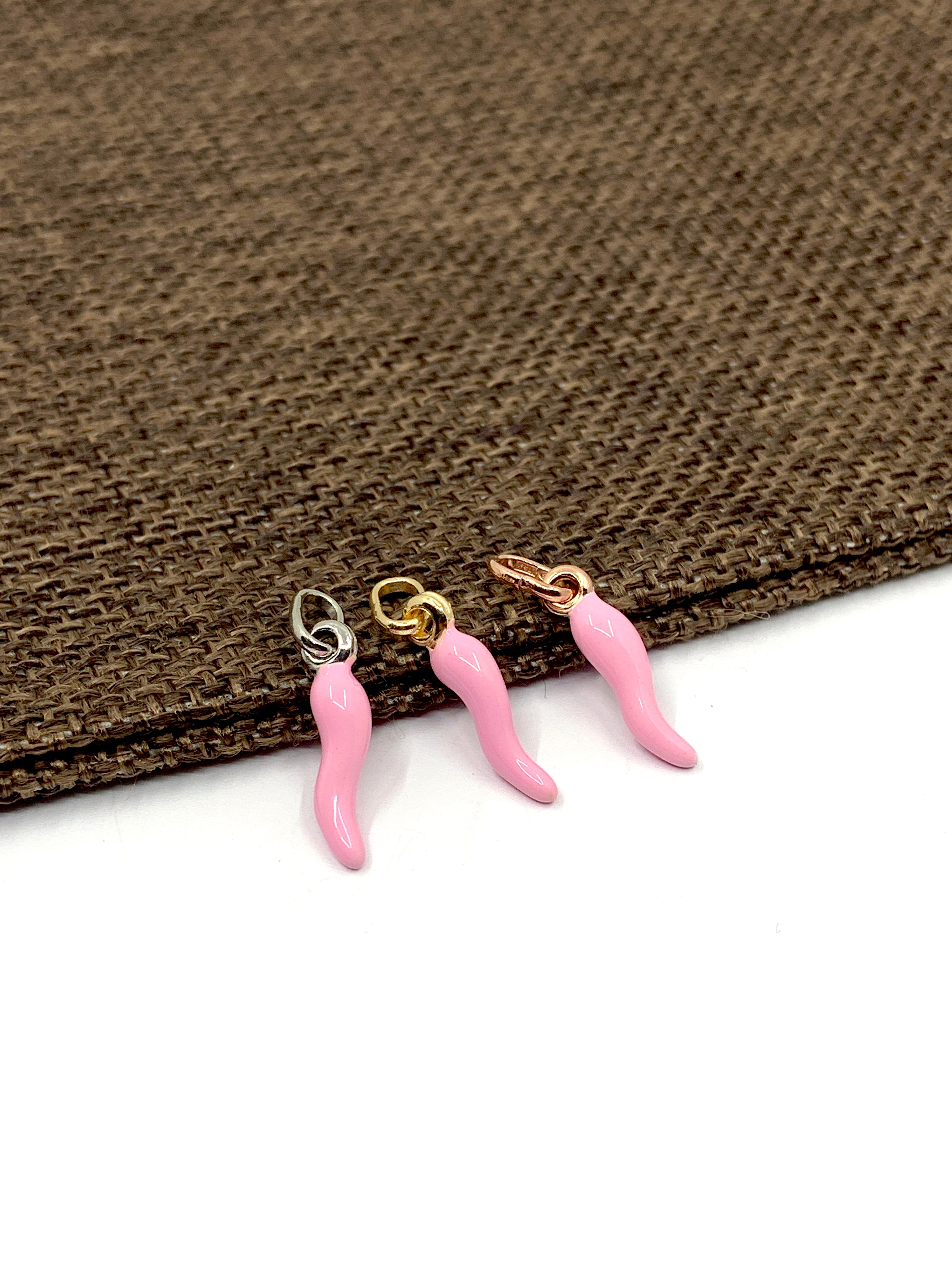 Pink, Black Italian Horn Pendant