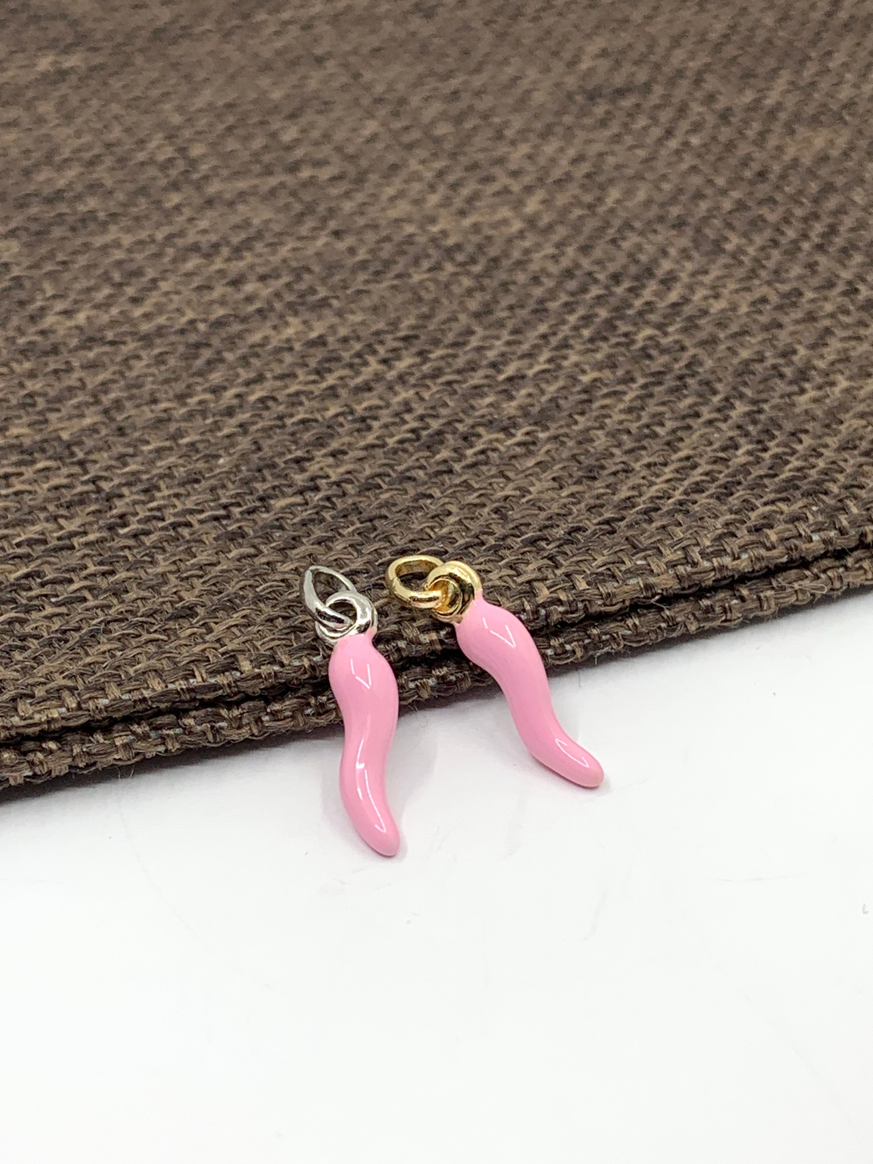 Pink, Black Italian Horn Pendant