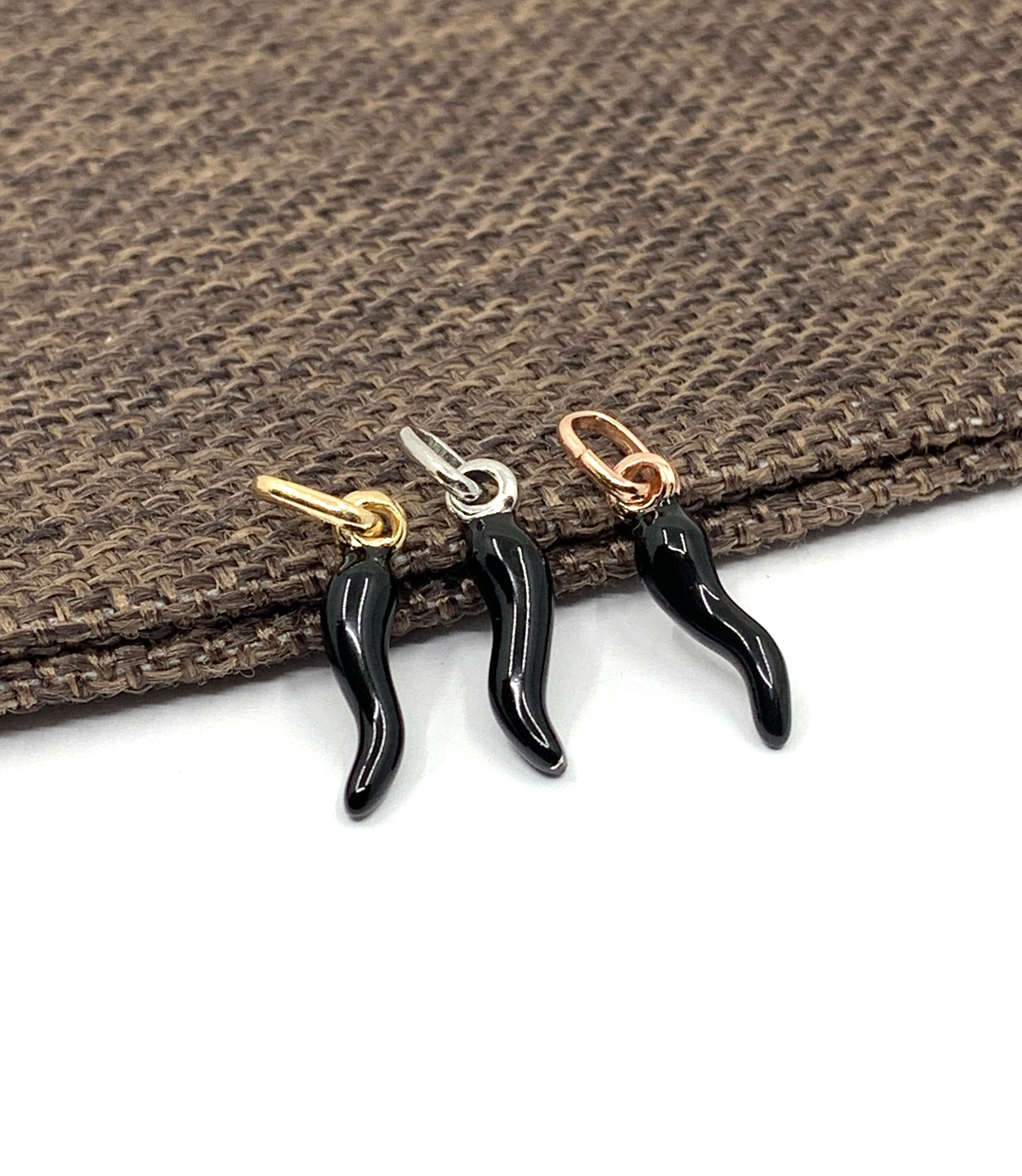 Pink, Black Italian Horn Pendant
