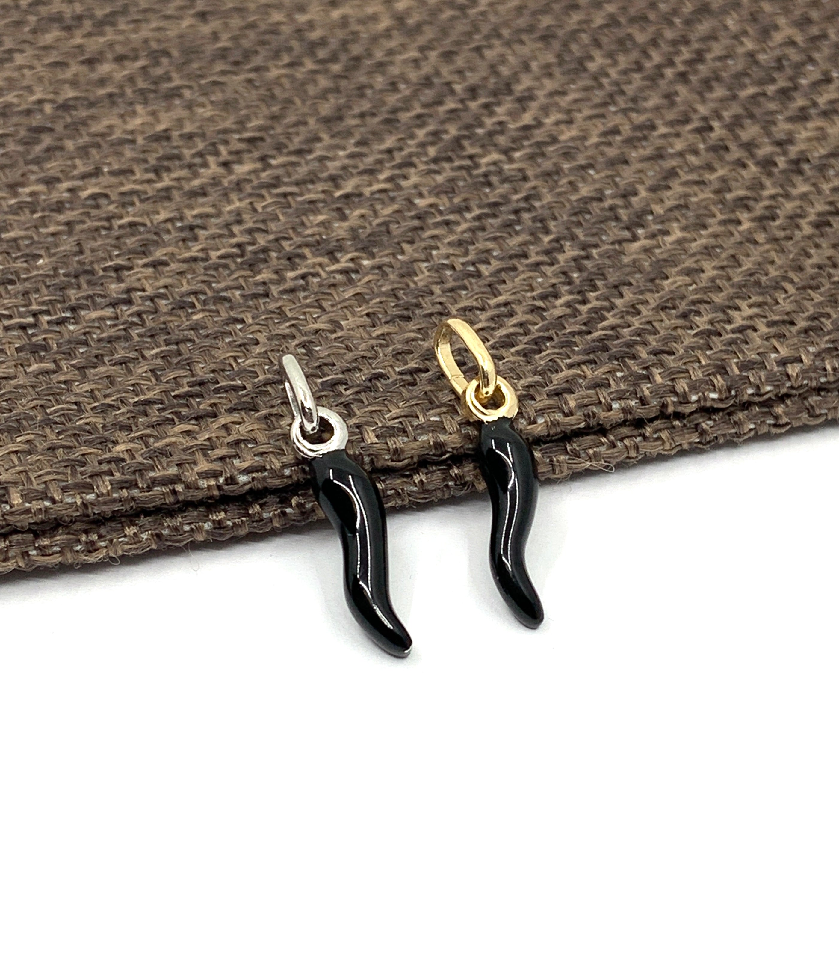 Pink, Black Italian Horn Pendant