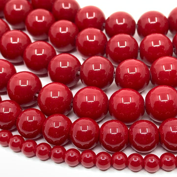 Red Czech Opaque Glass Pearls
