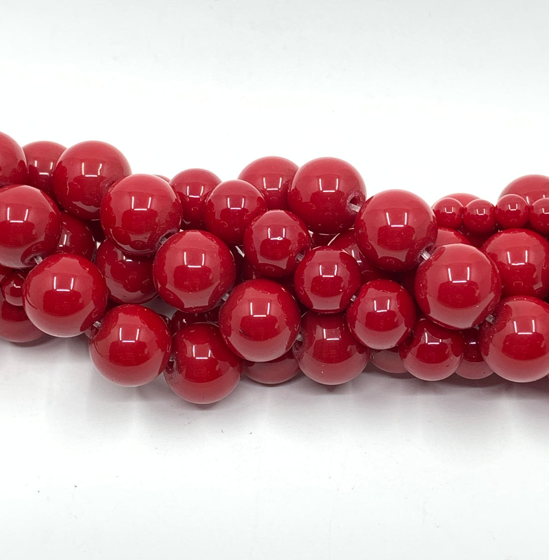 Red Czech Opaque Glass Pearls