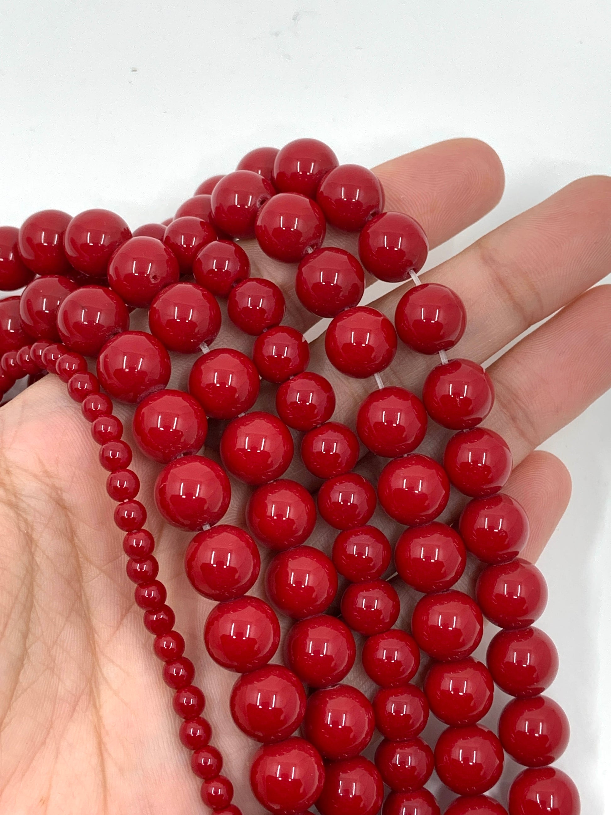 Faux Glass Pearls on hand for size reference