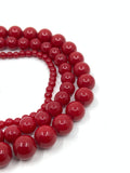 4mm, 8mm and 10mm Red Czech Opaque Glass Pearl Beads