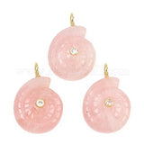 Pink ammonite charm in rose quartz