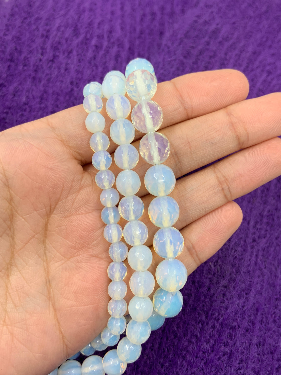 Round Faceted Opalite Beads