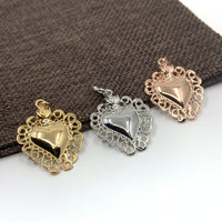 Ex-Voto Heart Pendant in 3 colors Gold, Silver and Rose gold from left to right 