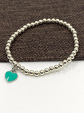 Sterling Silver Ball Bead Bracelet with Heart