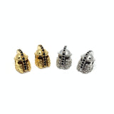 Trojan Helmet CZ Beads in gold and silver colors