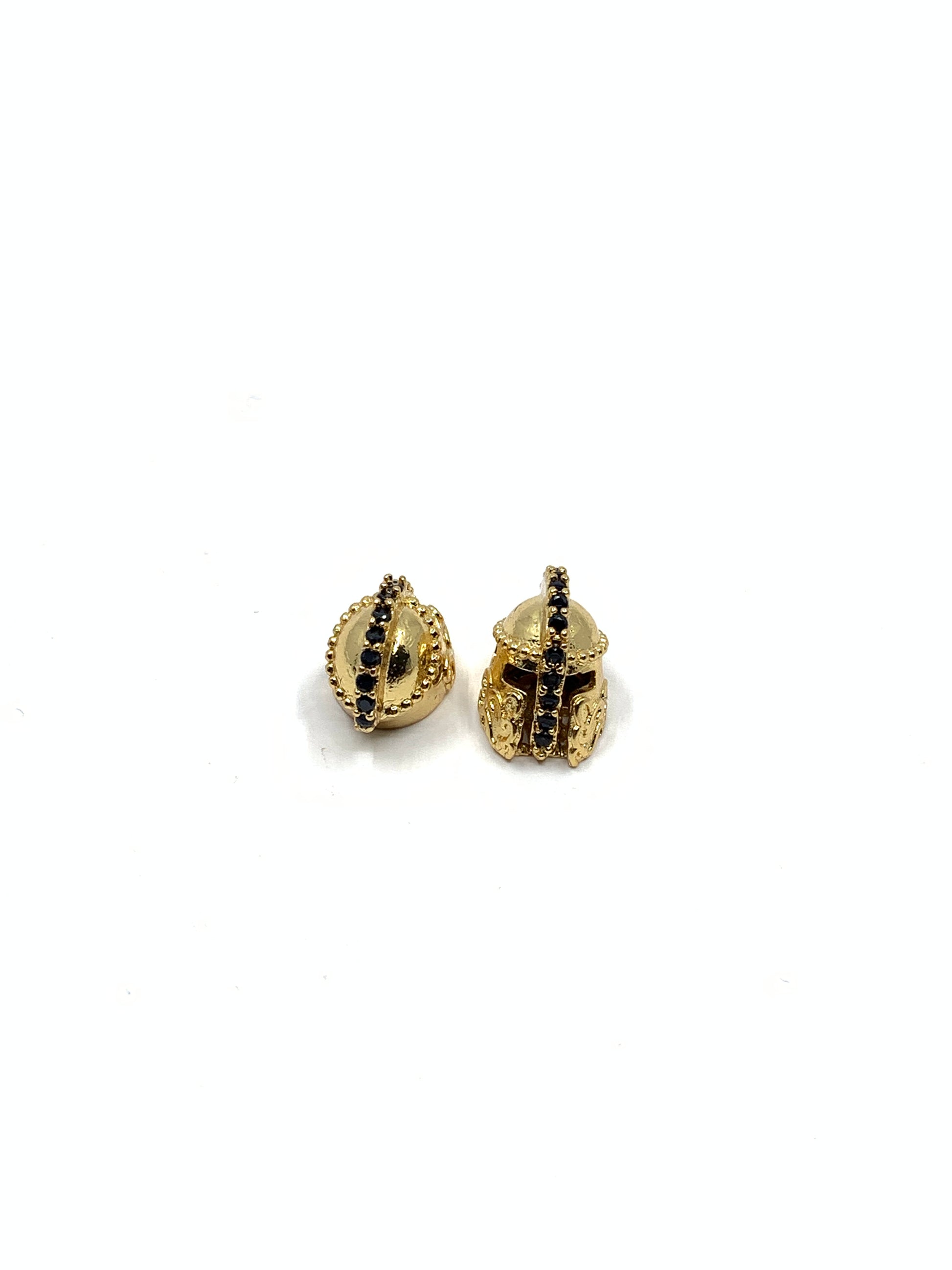 Trojan Helmet CZ Beads in gold color