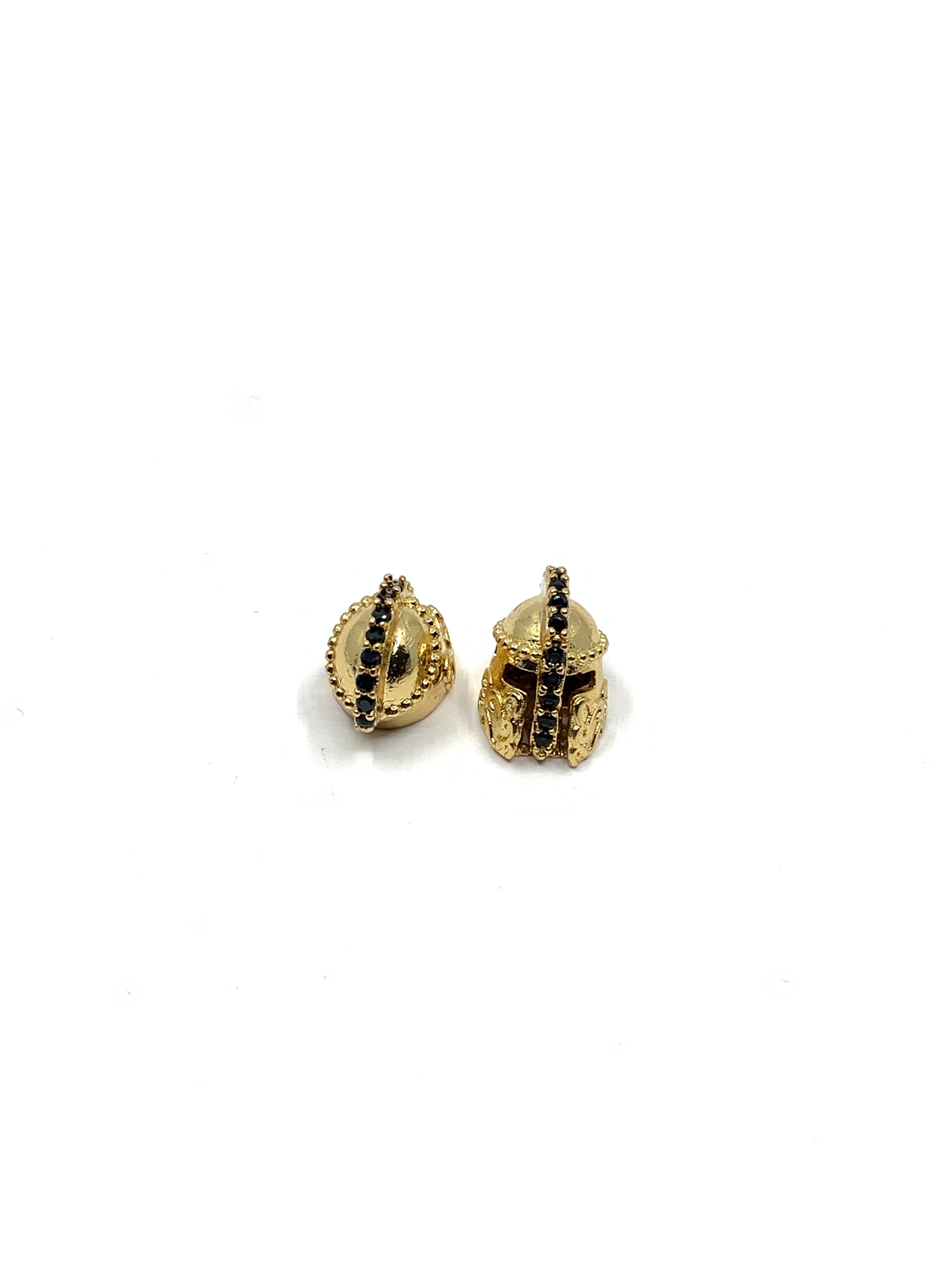 Trojan Helmet CZ Beads in gold color