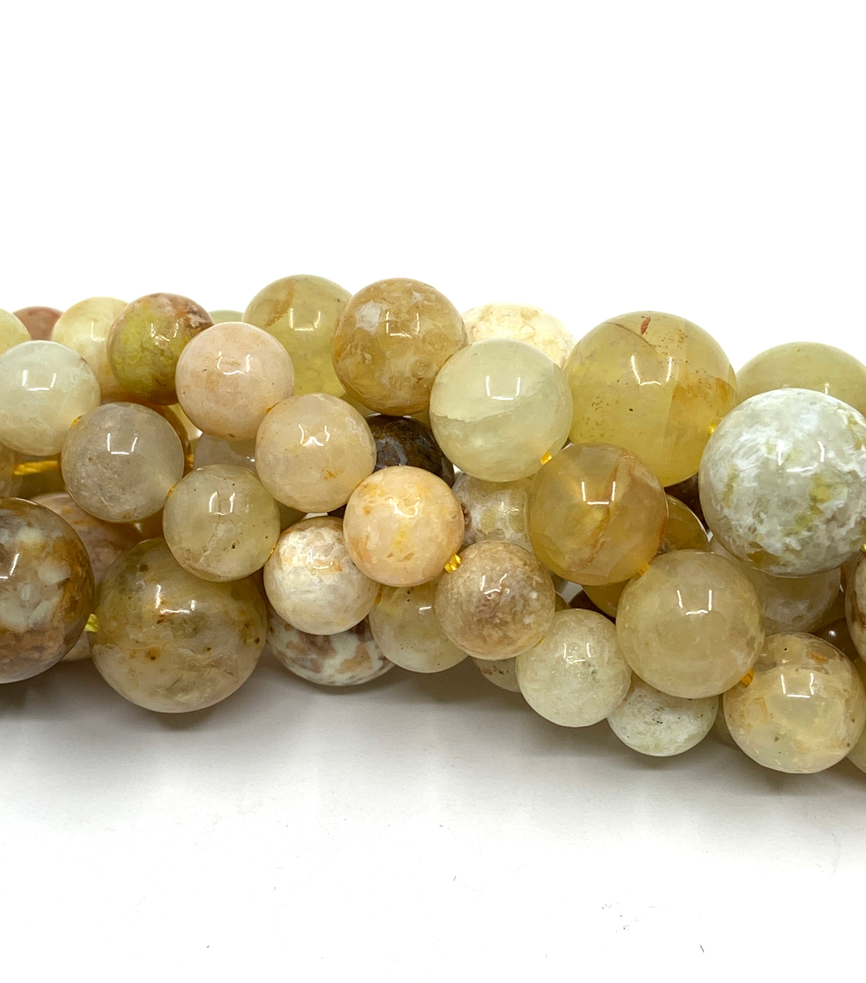 Yellow Opal Round Beads for jewelry making