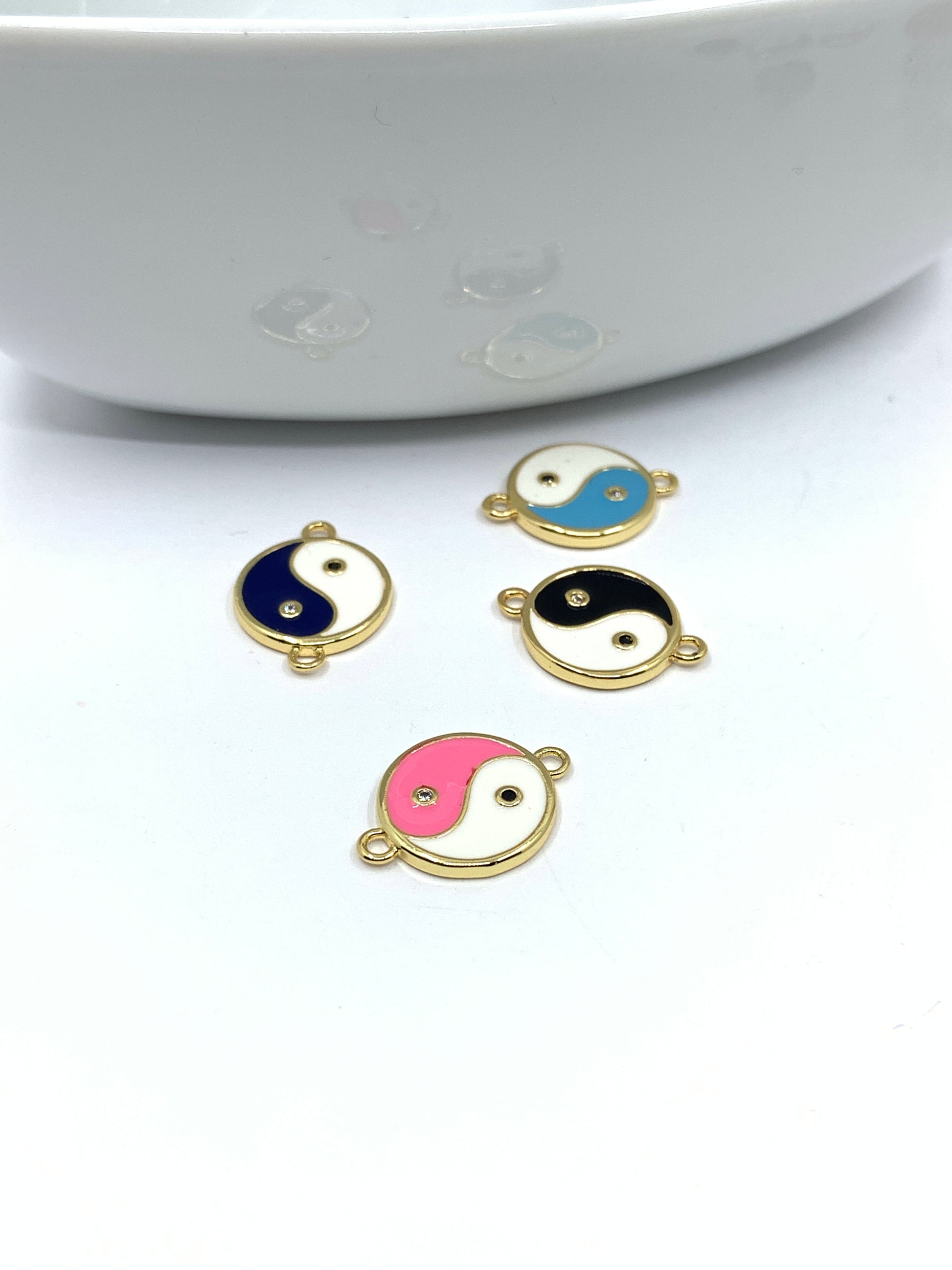 Gold tone yin yang connectors