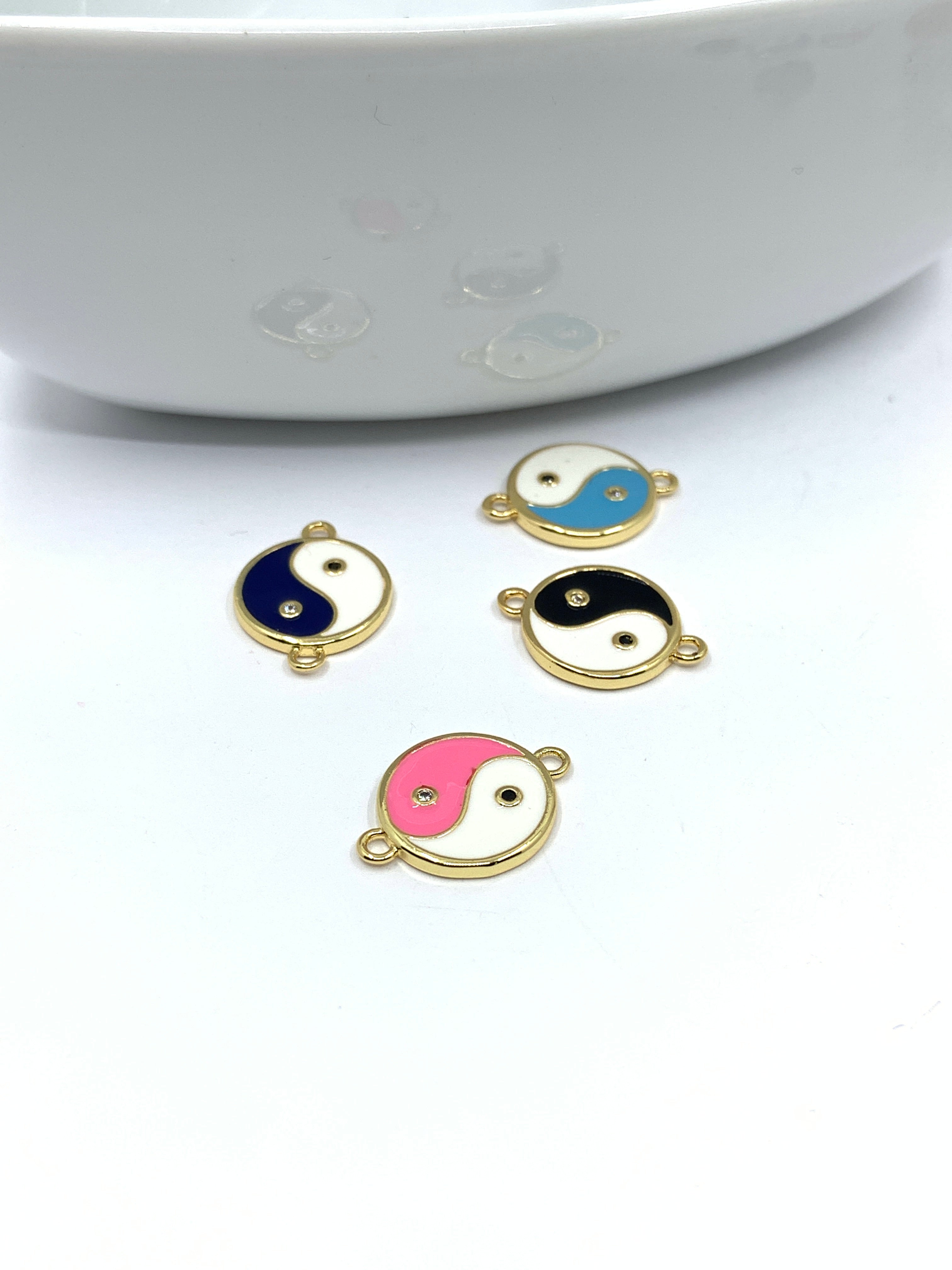 Gold tone yin yang connectors