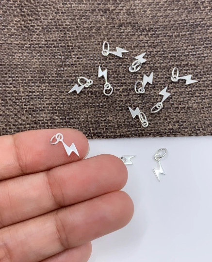 925 Sterling Silver Lightning Bolt Charm for bracelets