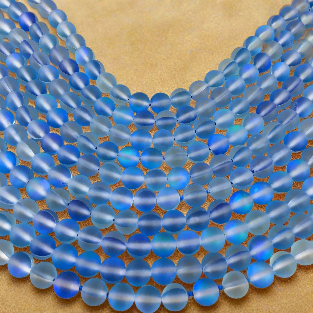 Frosted Royal blue mystic aura beads