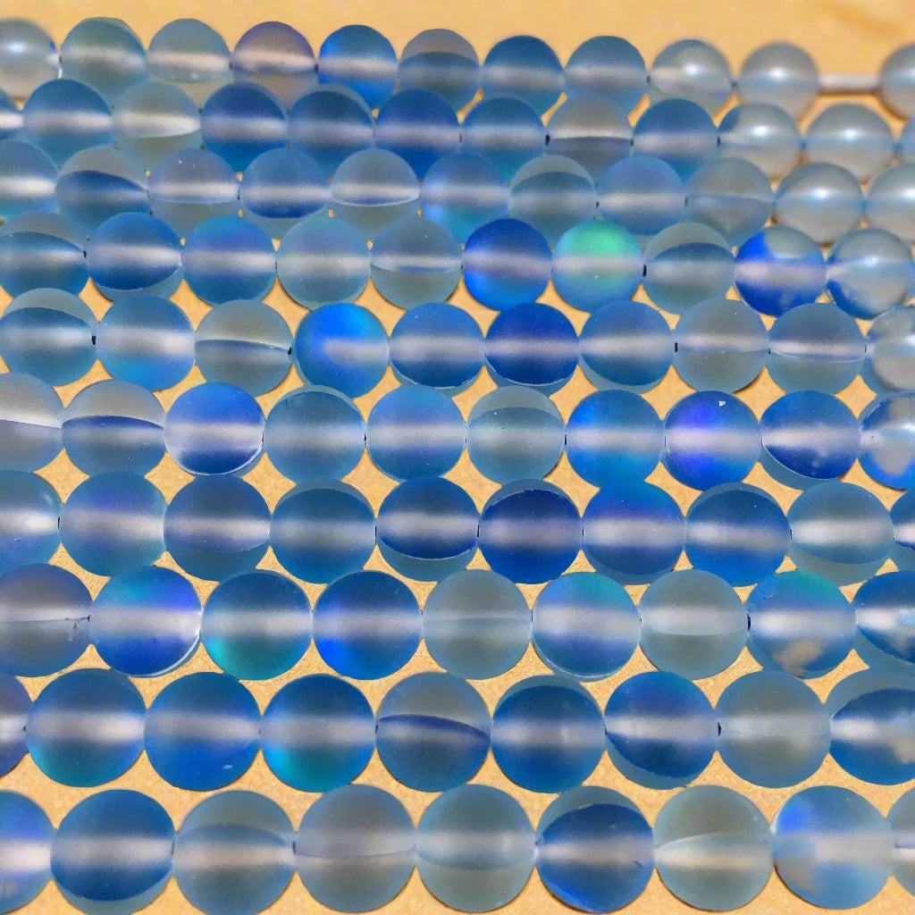 Frosted Royal blue mystic aura beads