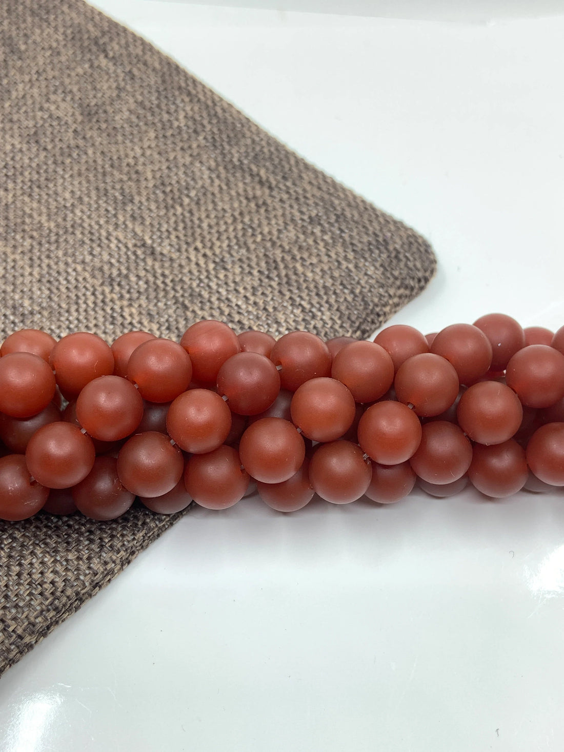 Frosted Red Agate Beads
