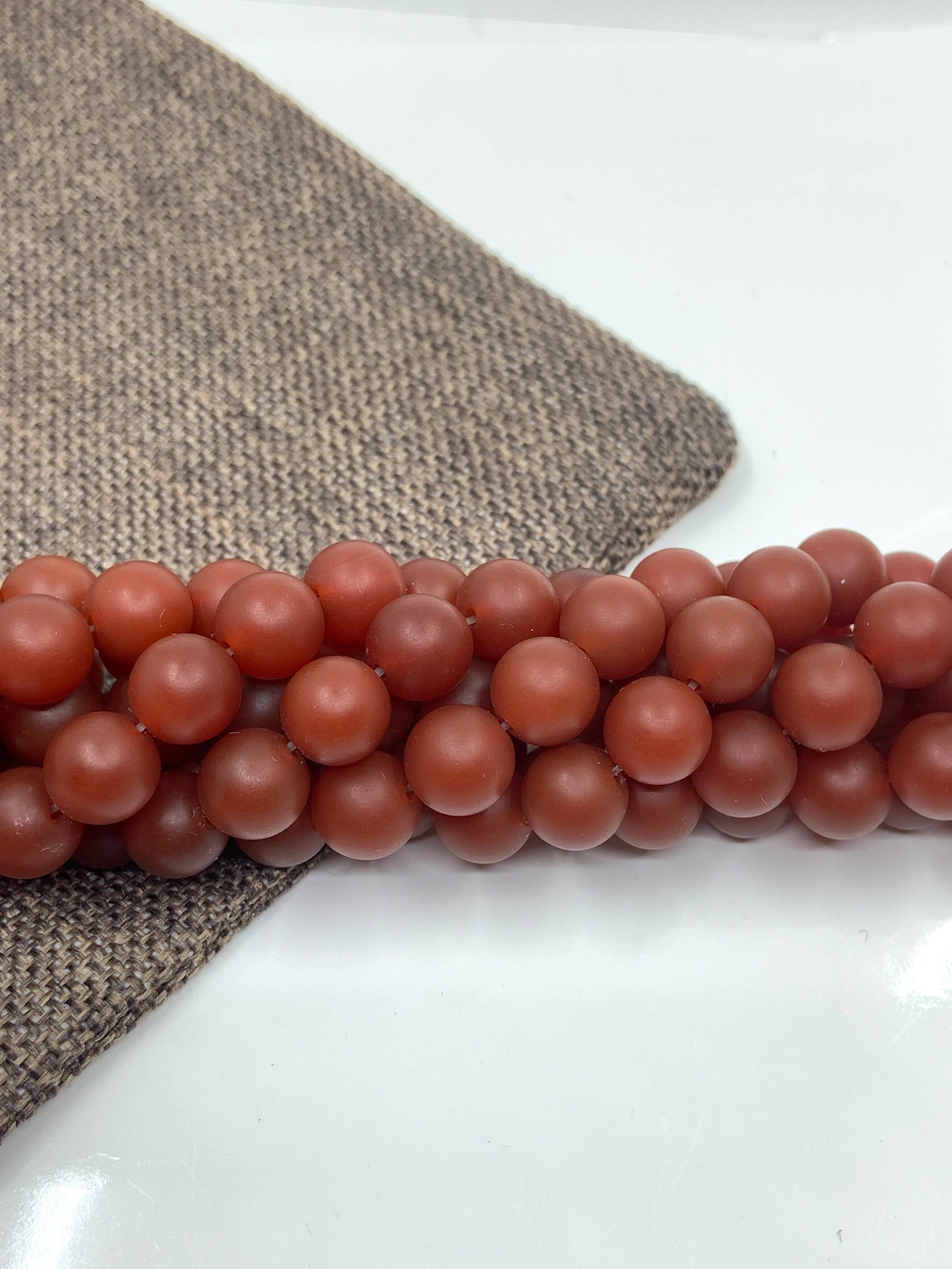 Frosted Red Agate Beads