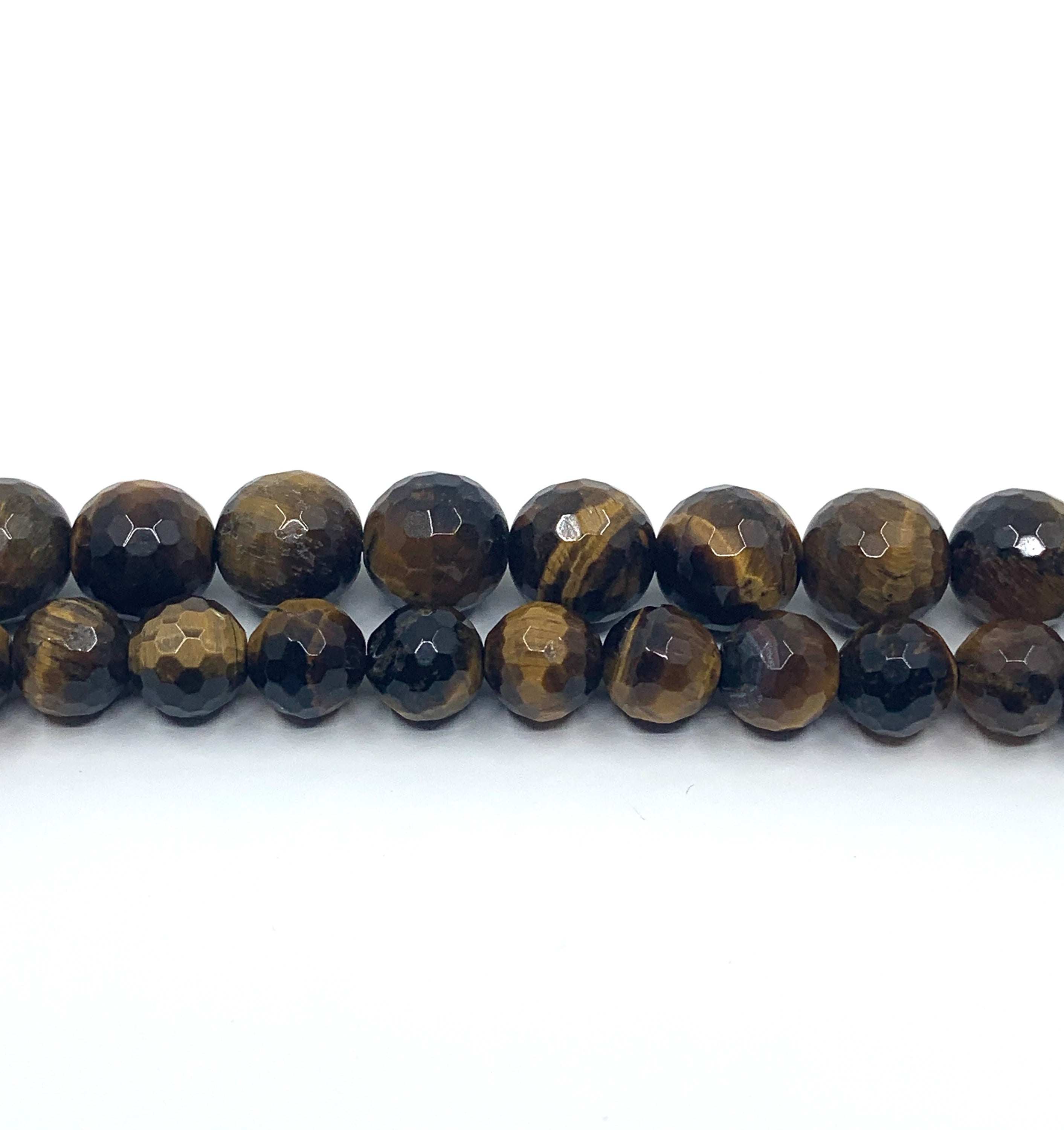 Round faceted tiger eye beads