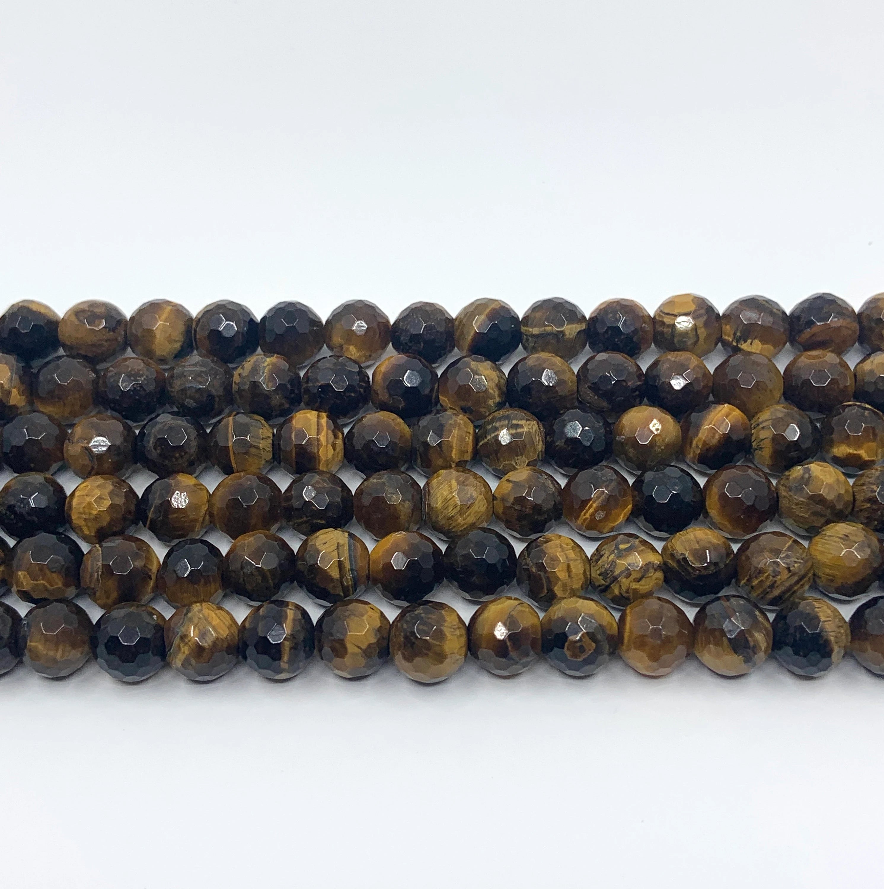Round faceted tiger eye beads