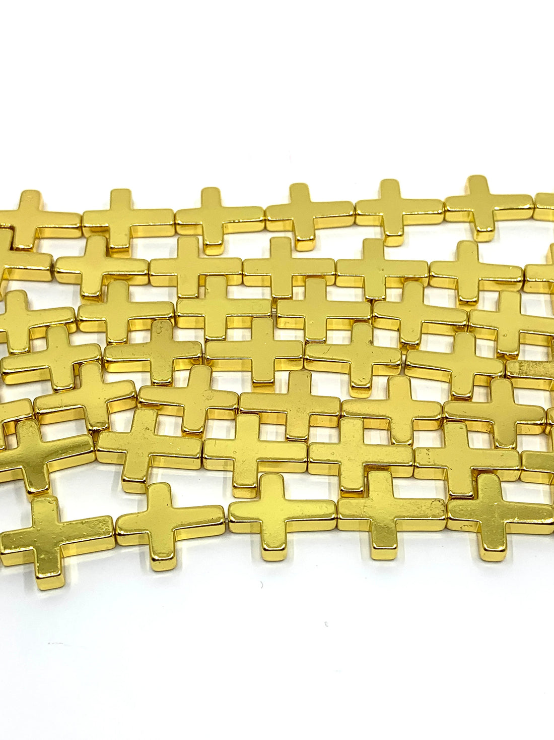 Bright Gold Hematite Cross Beads