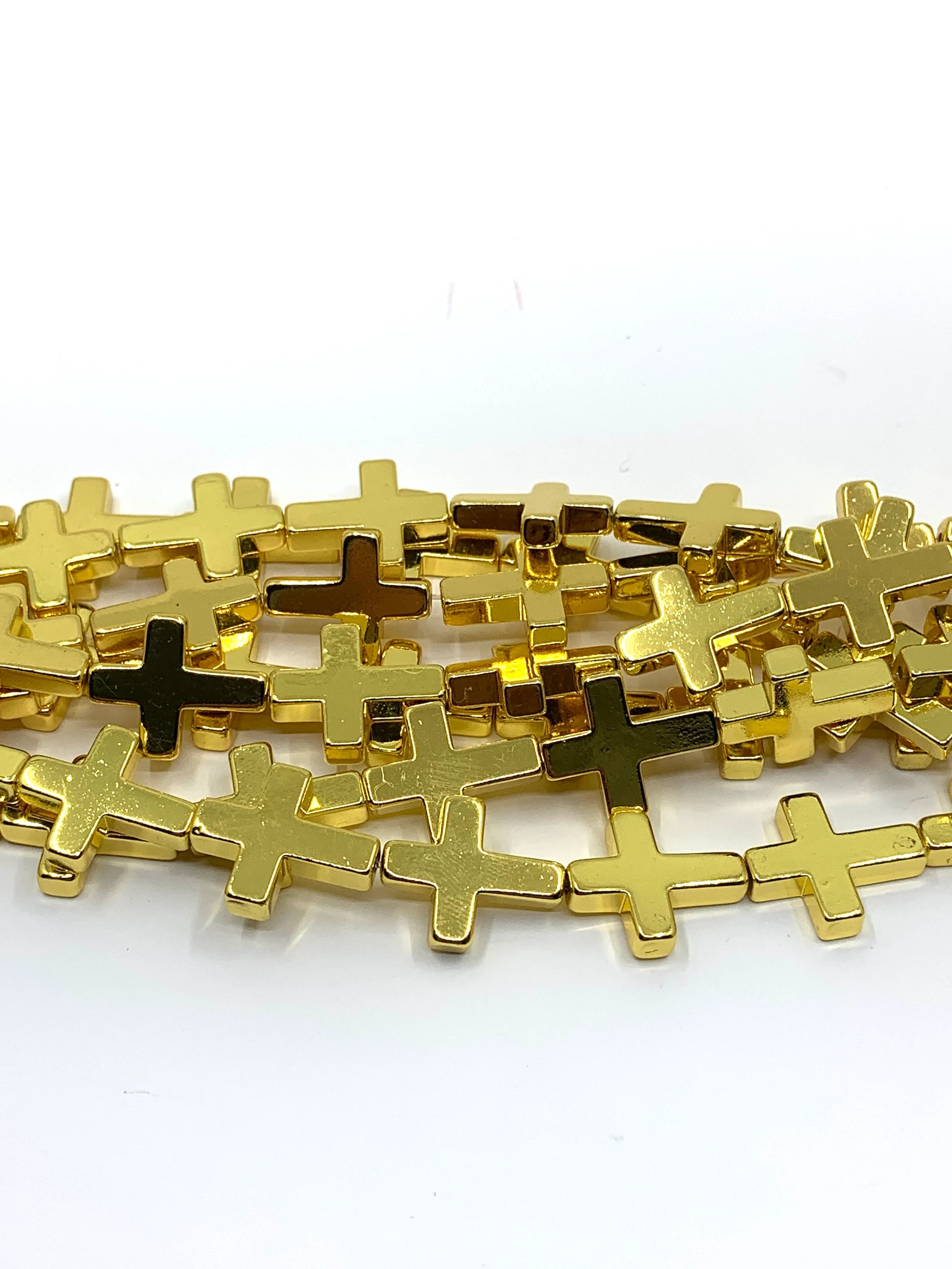 Bright Gold Hematite Cross Beads