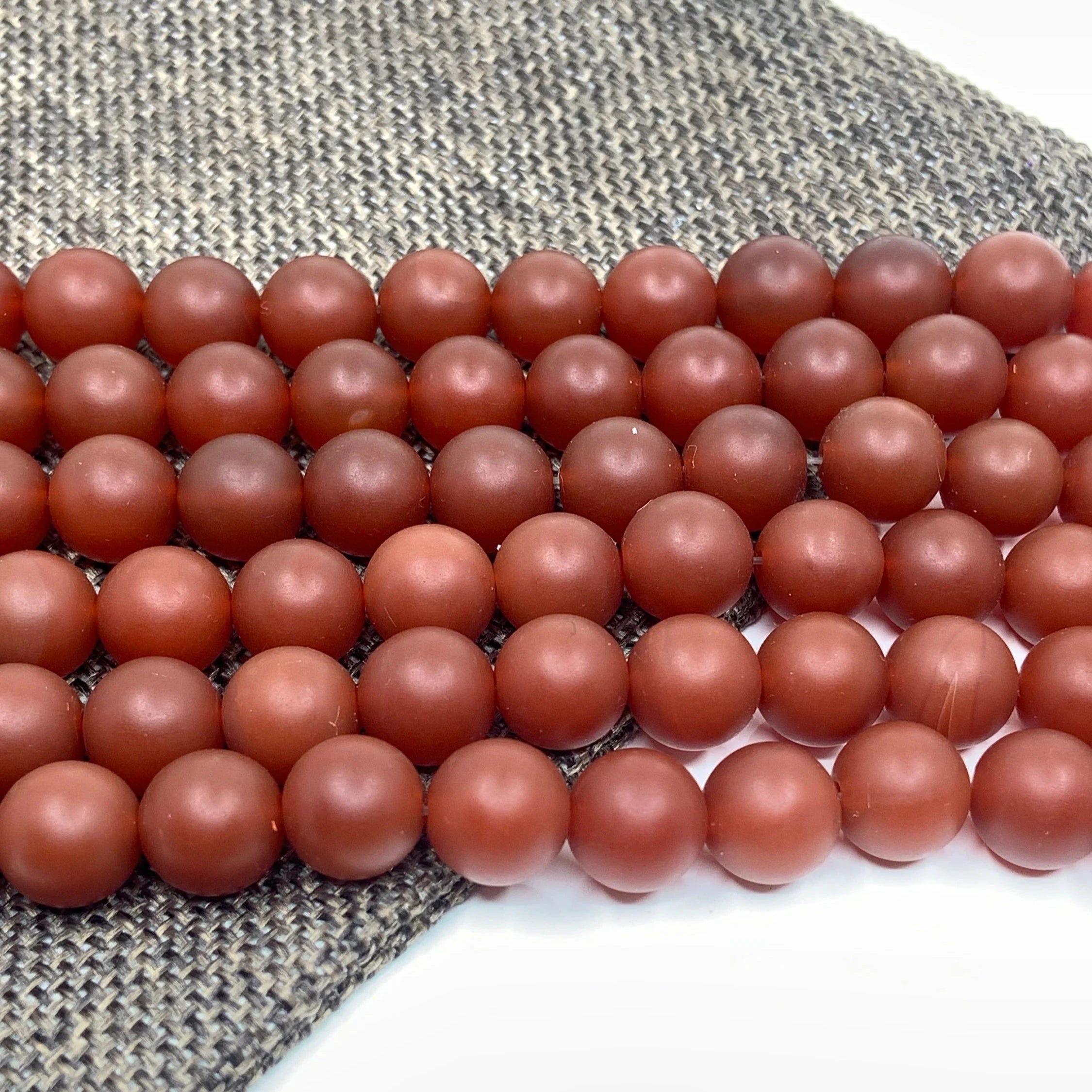 Frosted Red Agate Beads
