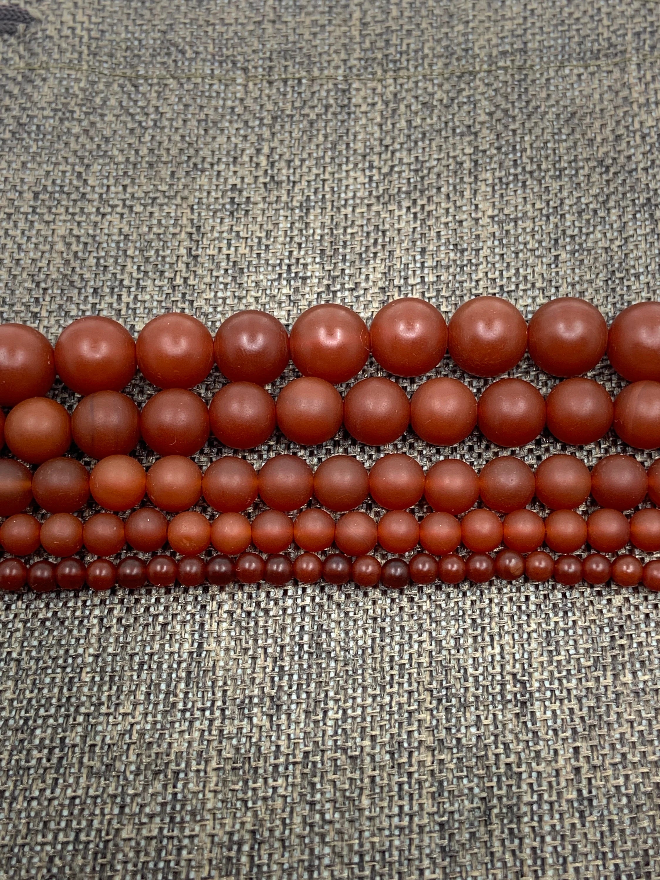 Frosted Red Agate Beads