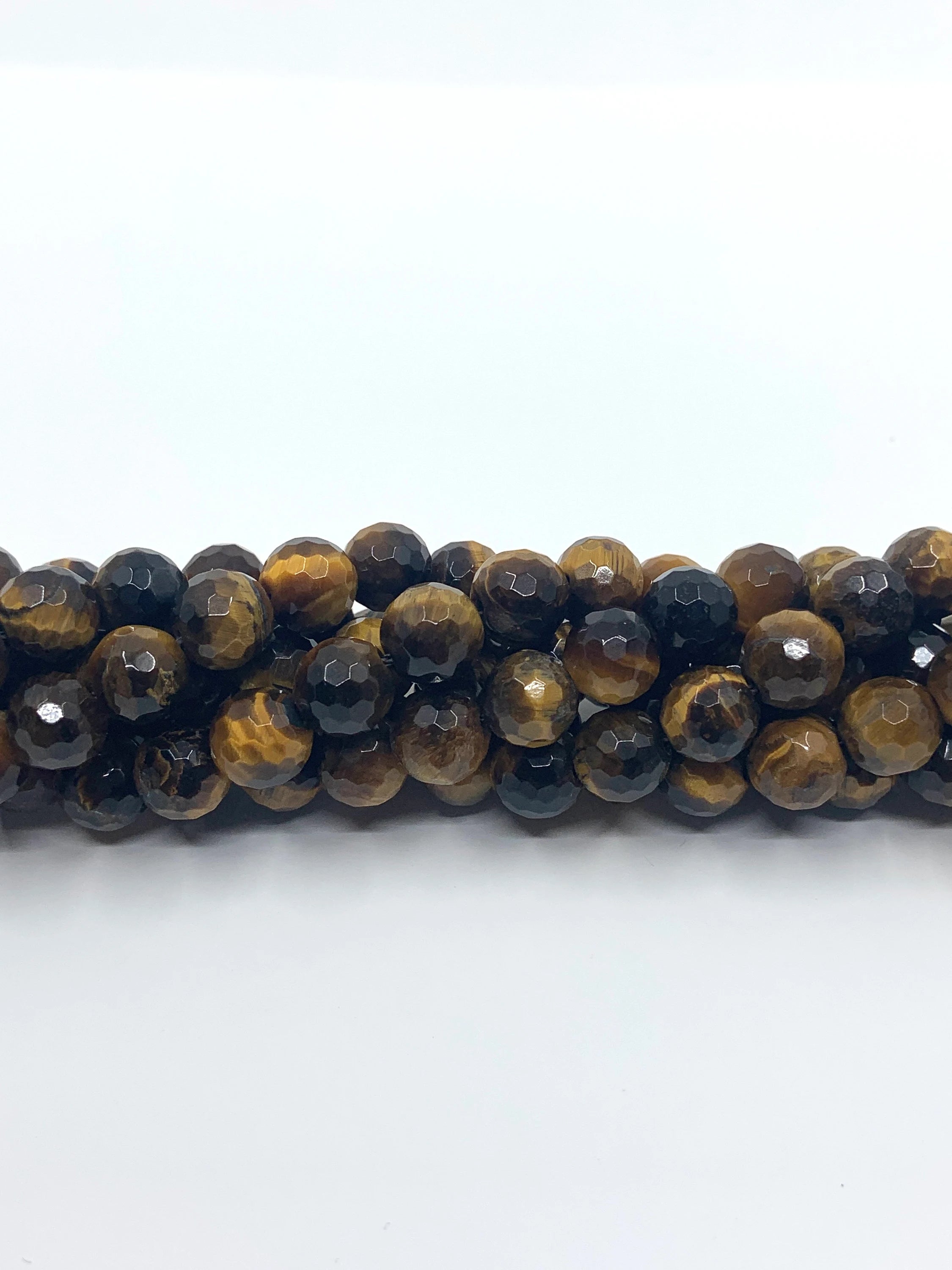Round faceted tiger eye beads