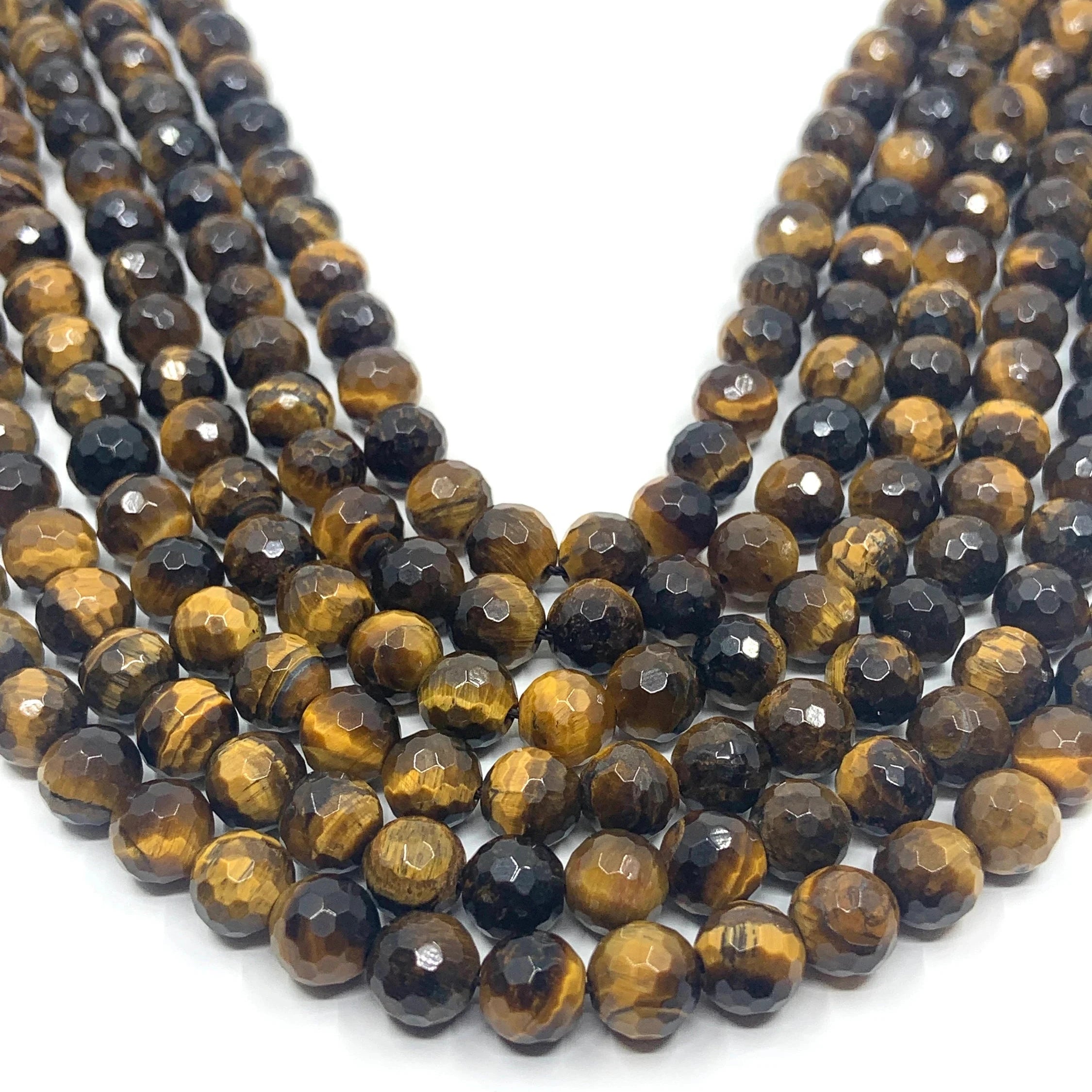 Round faceted tiger eye beads