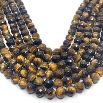 Round faceted tiger eye beads