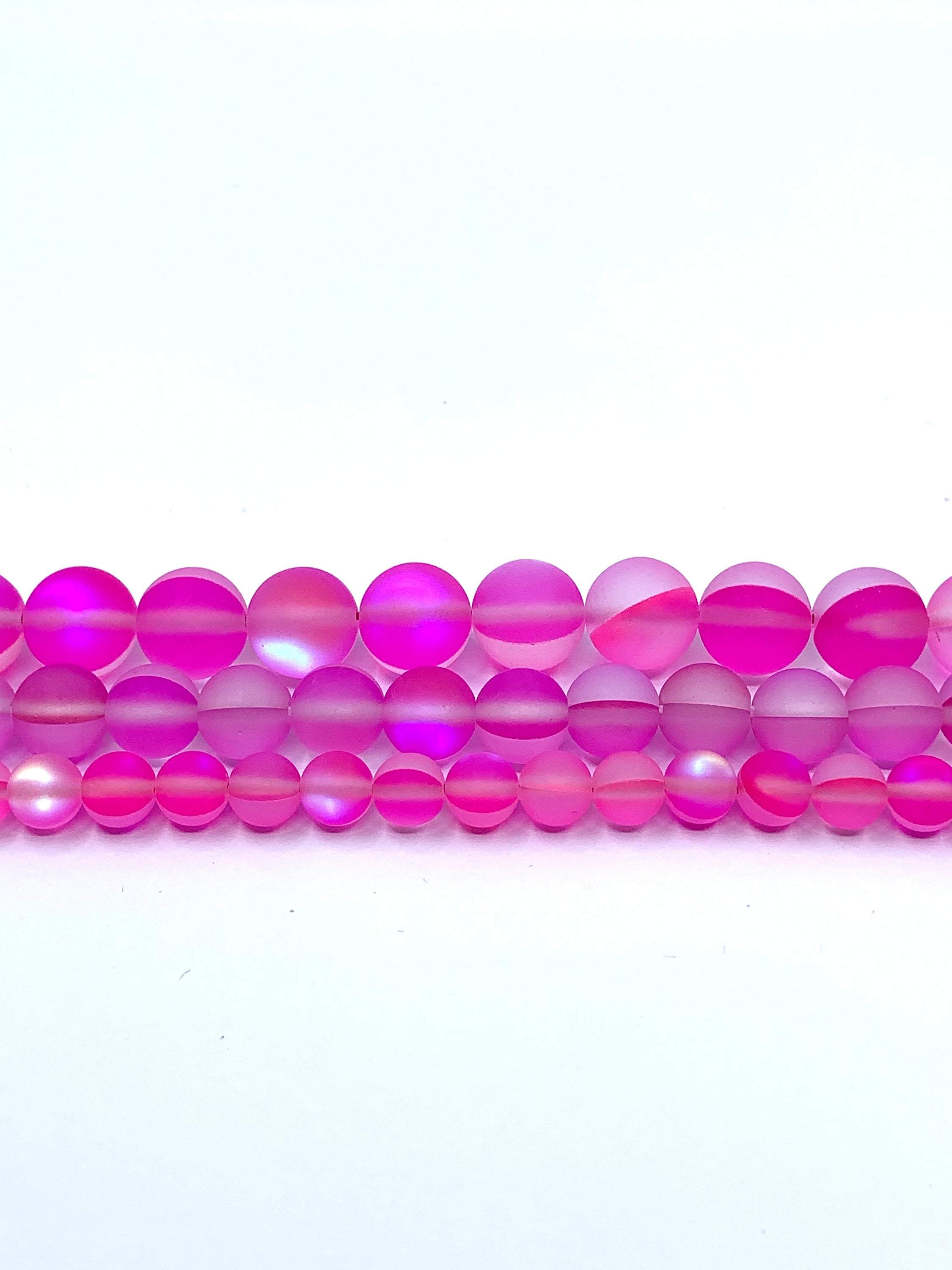 Frosted Dark Pink Mystic Aura Beads