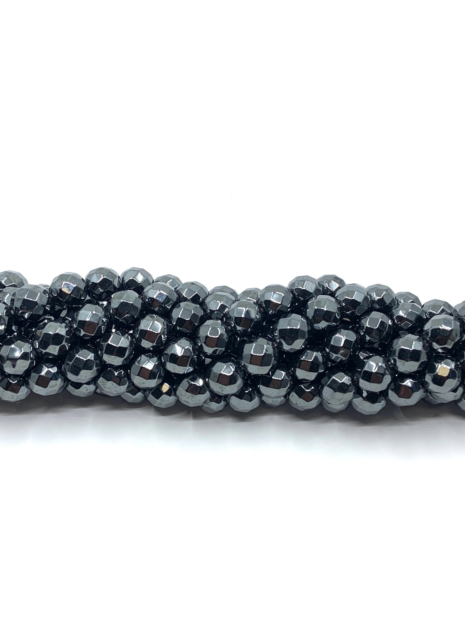 Round Faceted Hematite Bead