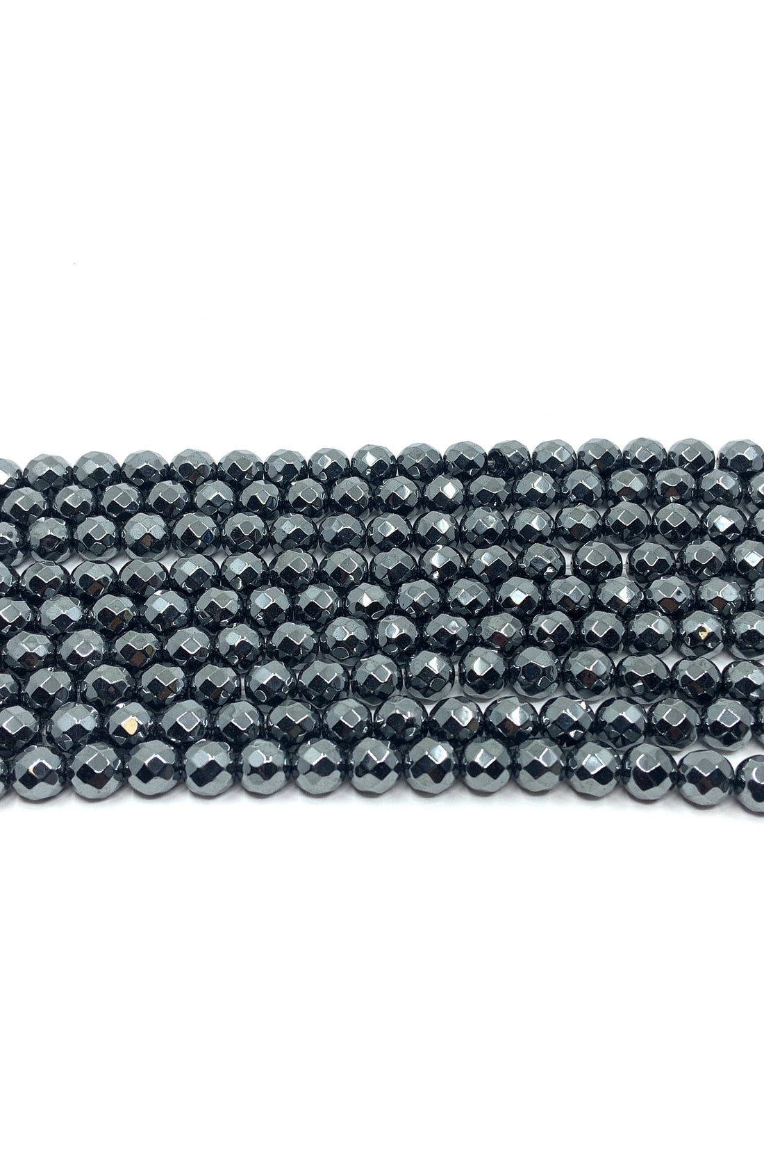 Round Faceted Hematite Bead