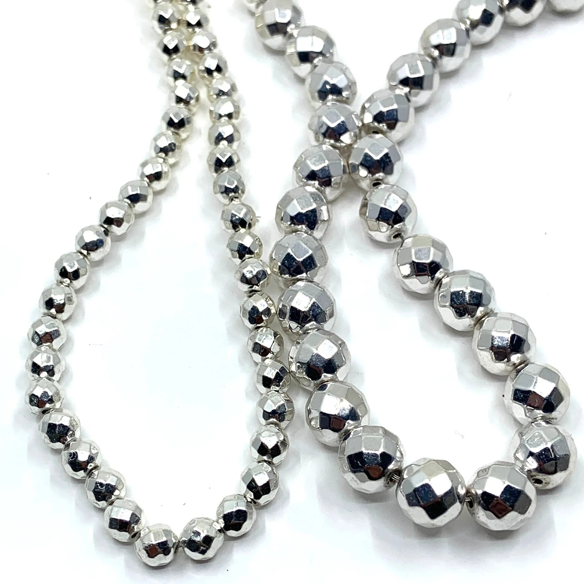 Silver Round Faceted Hematite Bead | Bellaire Wholesale