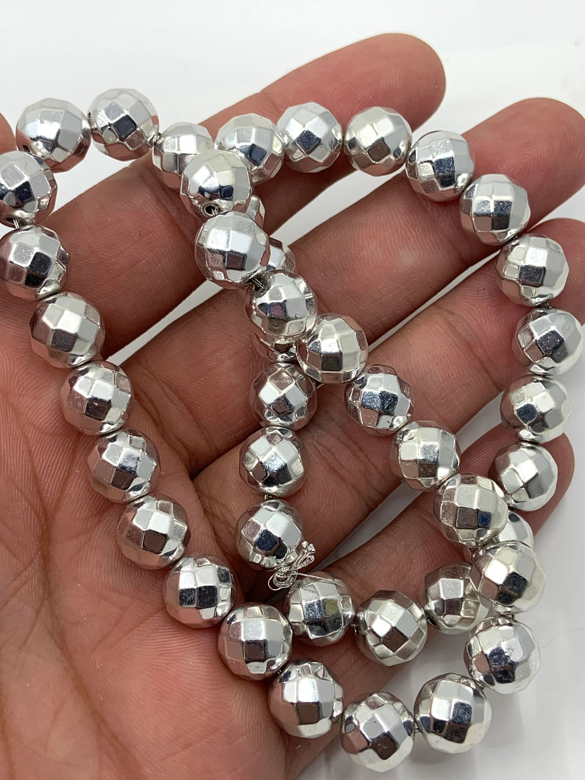 Silver Round Faceted Hematite Bead | Bellaire Wholesale