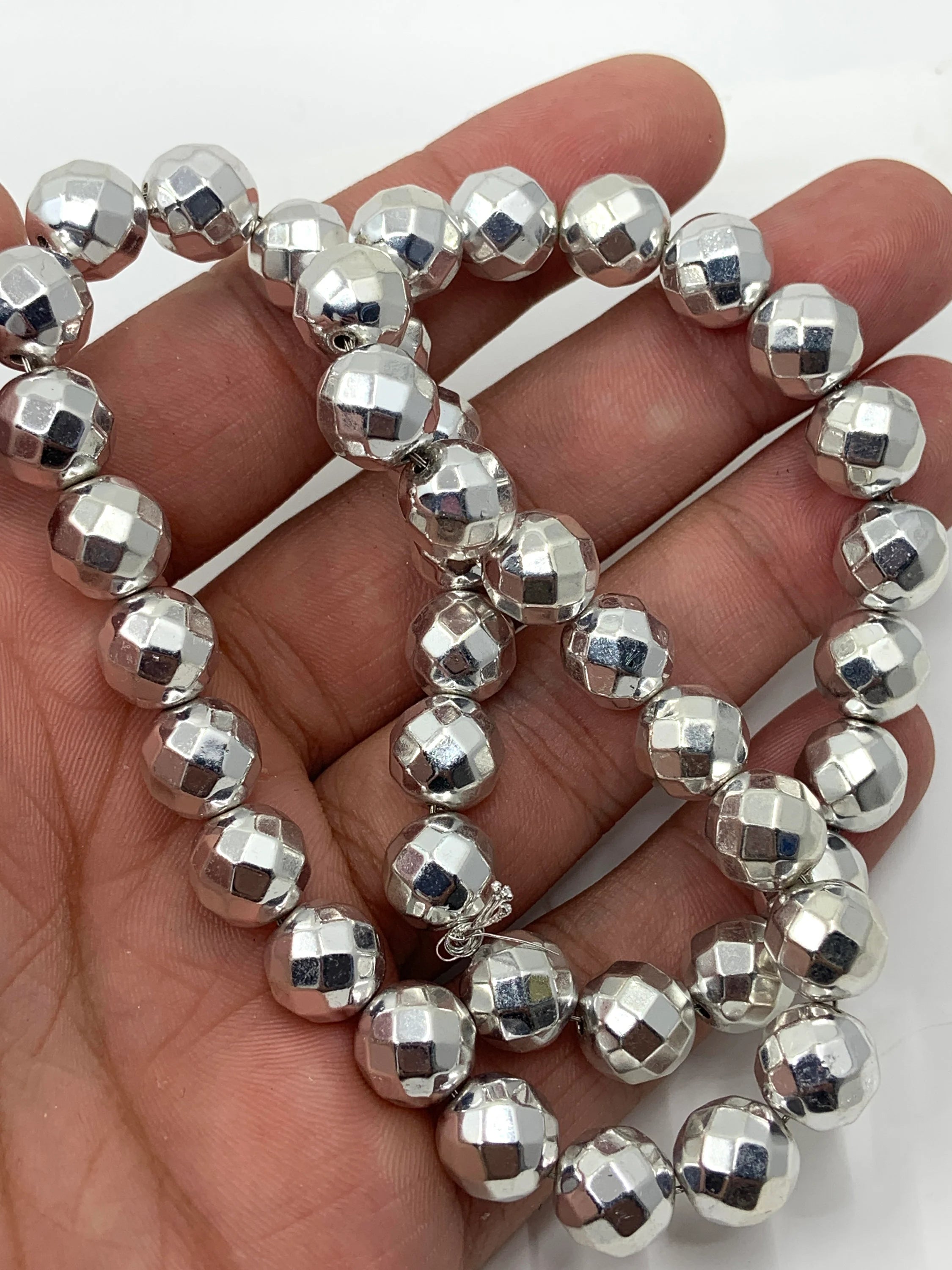 Silver Round Faceted Hematite Bead | Bellaire Wholesale