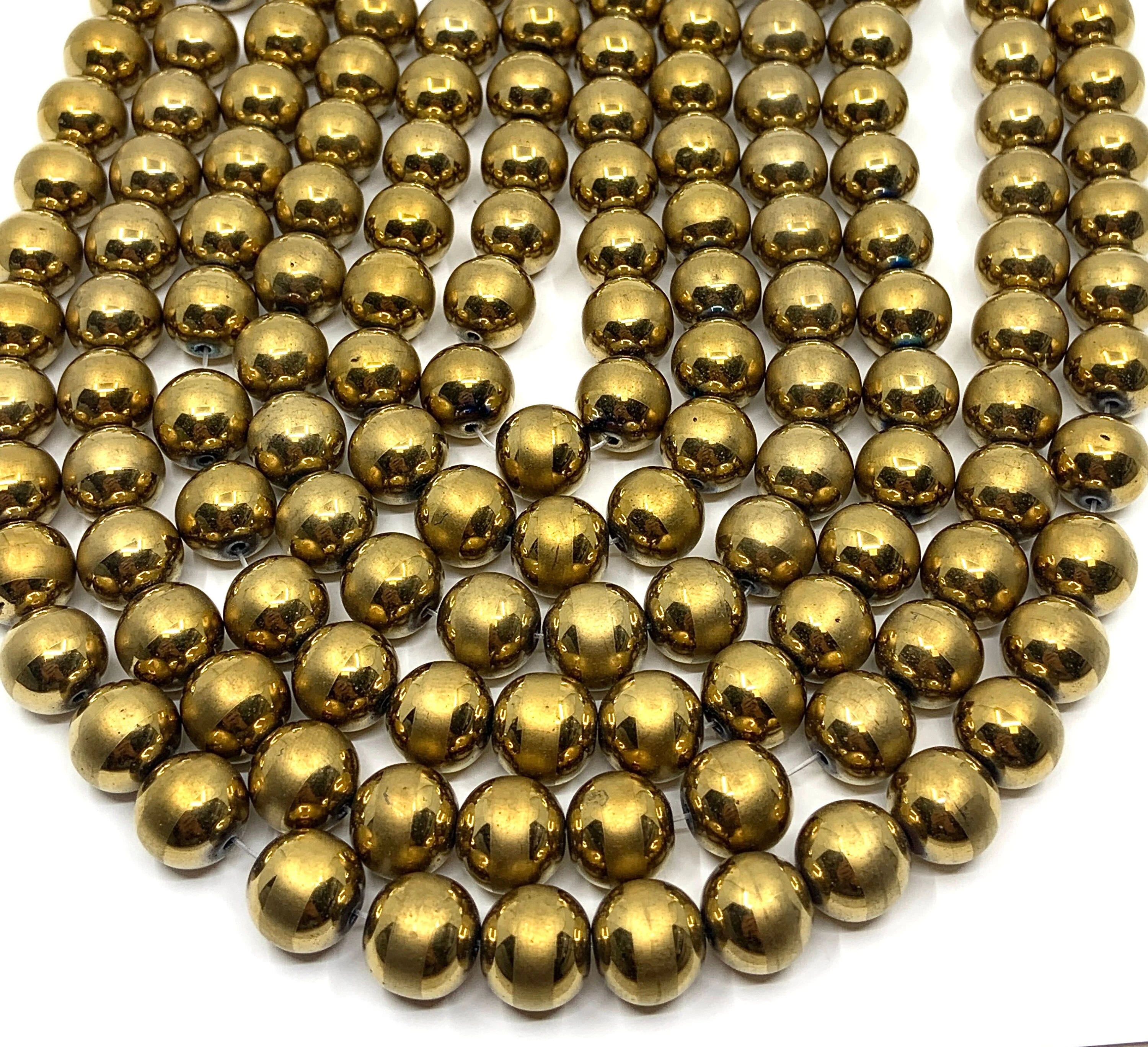 Gold Lined Hematite Bead