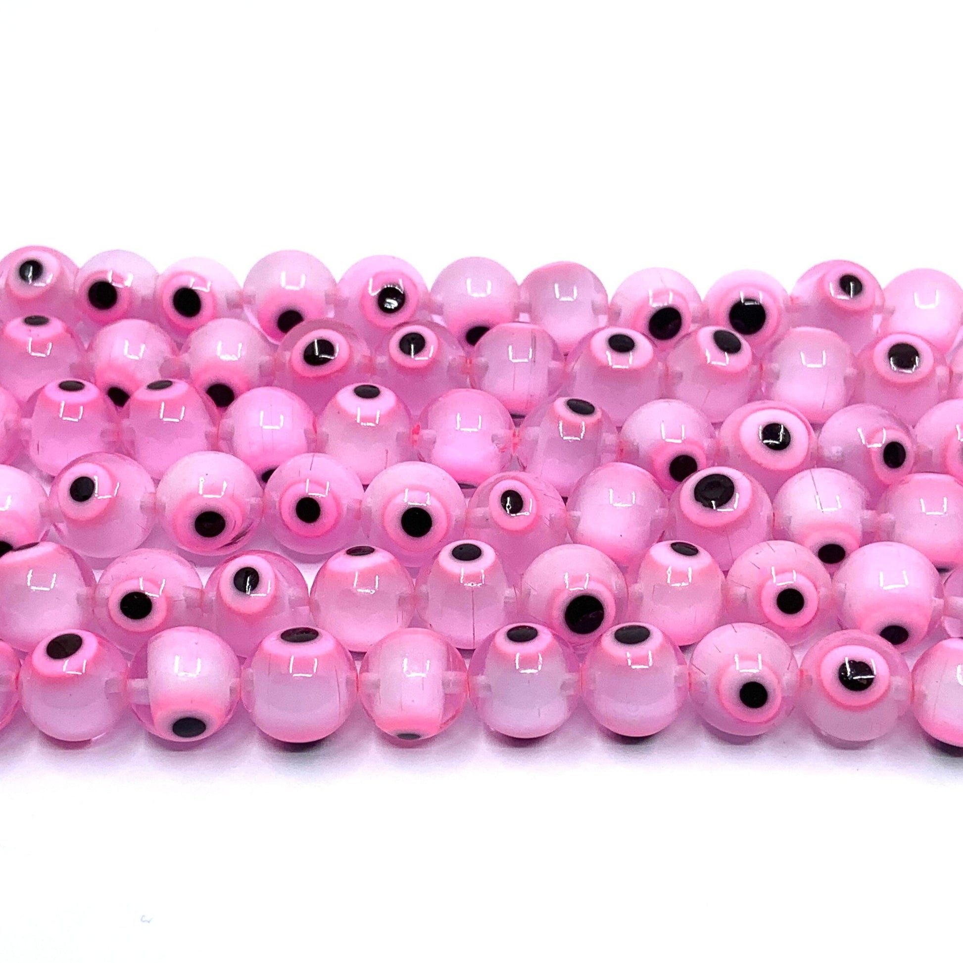 Pink Evil Eye Beads