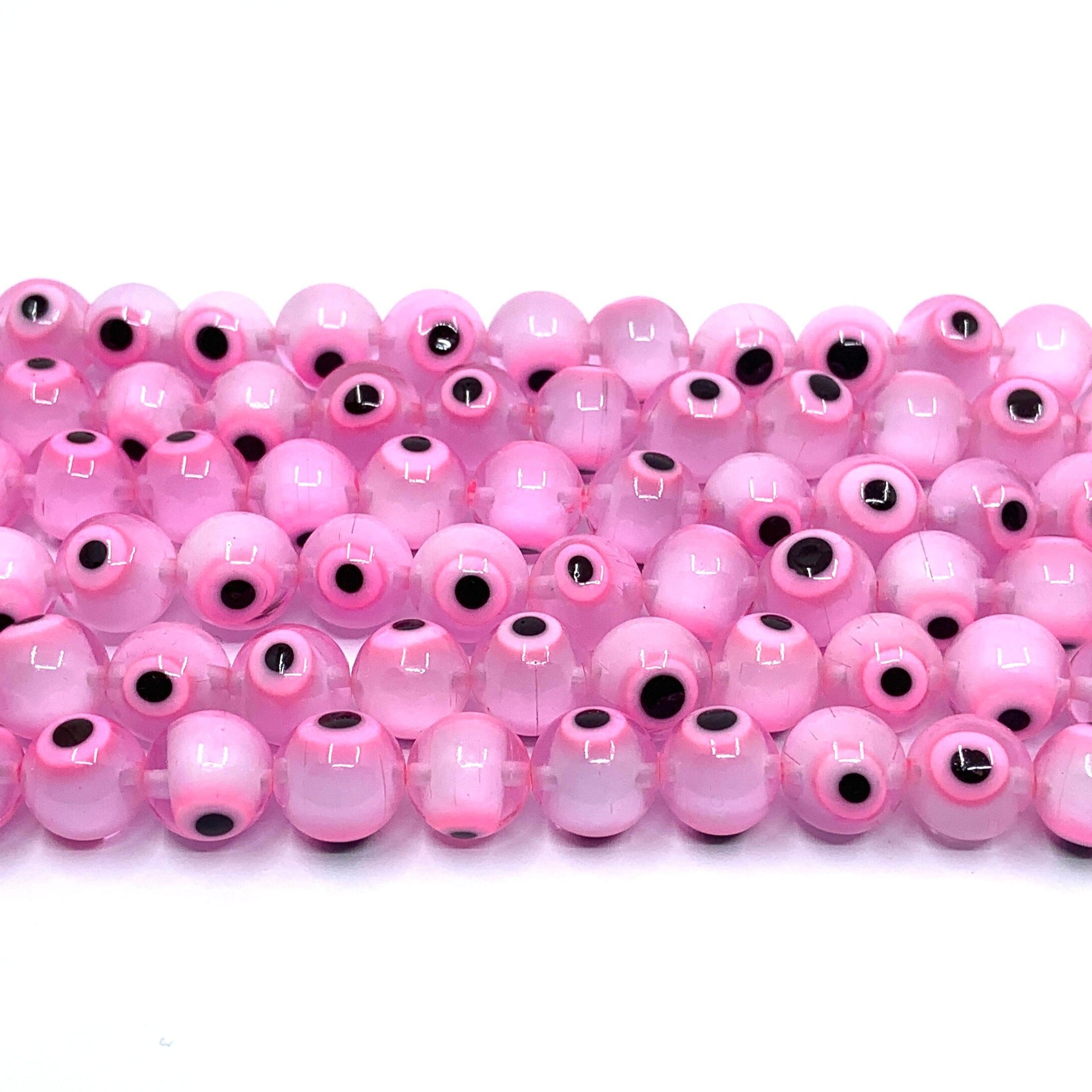 Pink Evil Eye Beads
