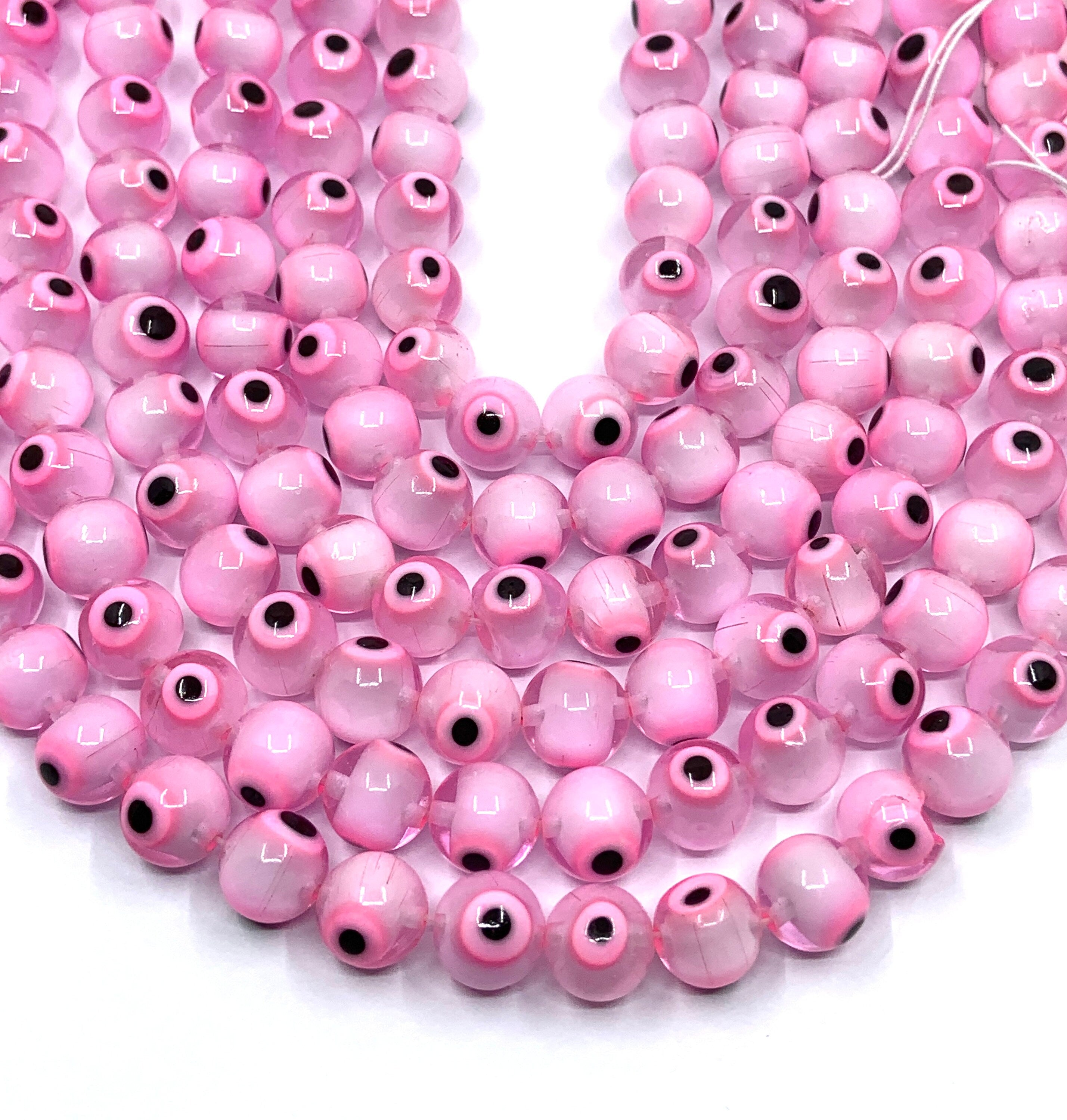 Pink Evil Eye Beads