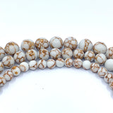 White Ceramic Golden Vein Beads