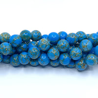 Blue Ceramic Golden Vein Beads