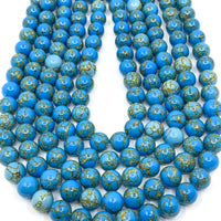 Blue Ceramic Golden Vein Beads