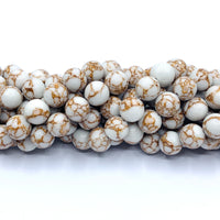 White Ceramic Golden Vein Beads