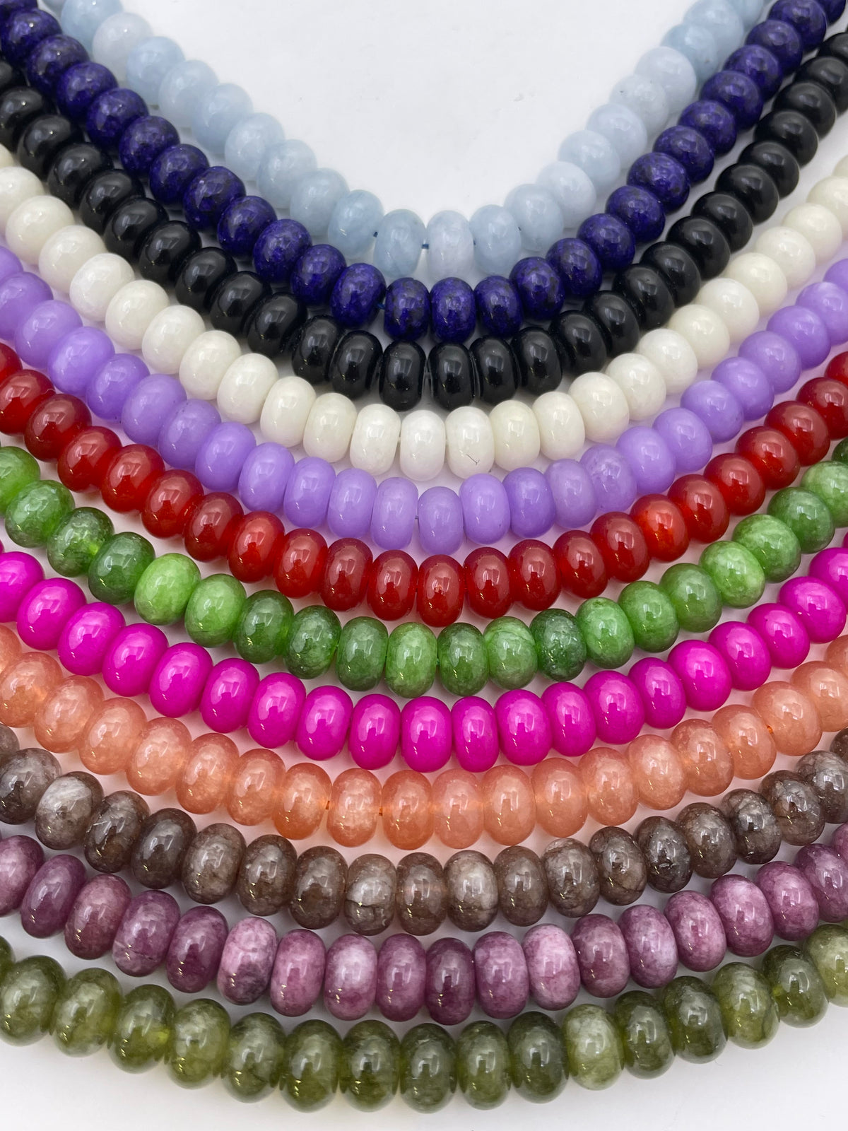 5mm x 8mm Smooth Donut Jade Beads (12 options, Full Strand)