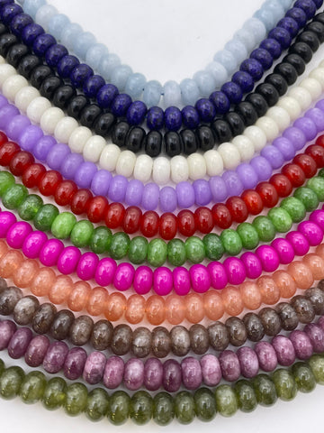 5mm x 8mm Smooth Donut Jade Beads (12 options, Full Strand)