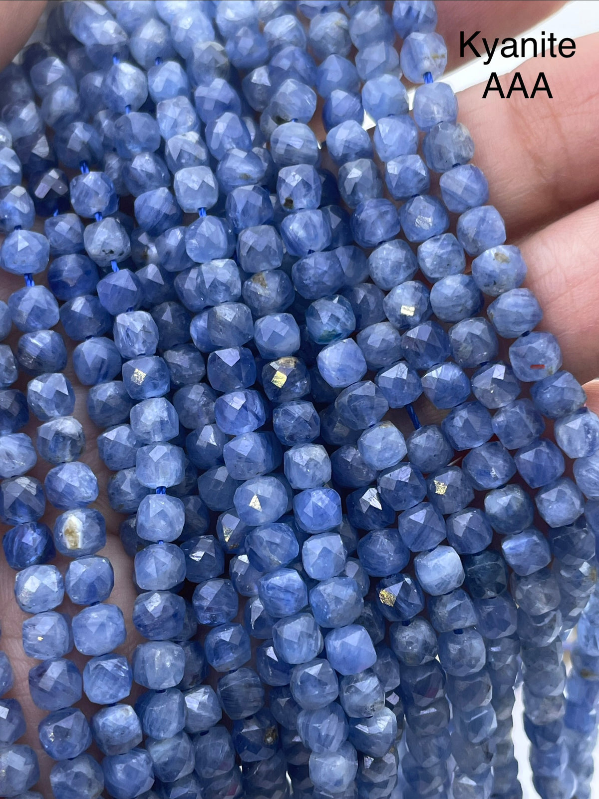 Kyanite AAA Cube faceted beads